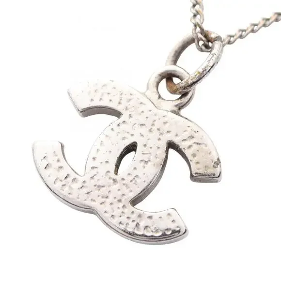CHANEL Authentic White Logo Necklace